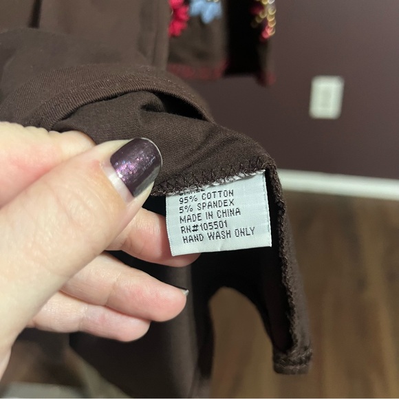 Double D Ranch Brown Embroidered Cotton Dress Size Small - Picture 9 of 11
